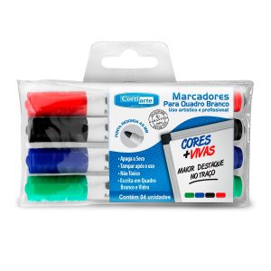 Kit 4 marcadores quadro branco - sortidos