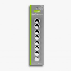 IMÃ BOTÃO PRATA 20MM - 8 peças