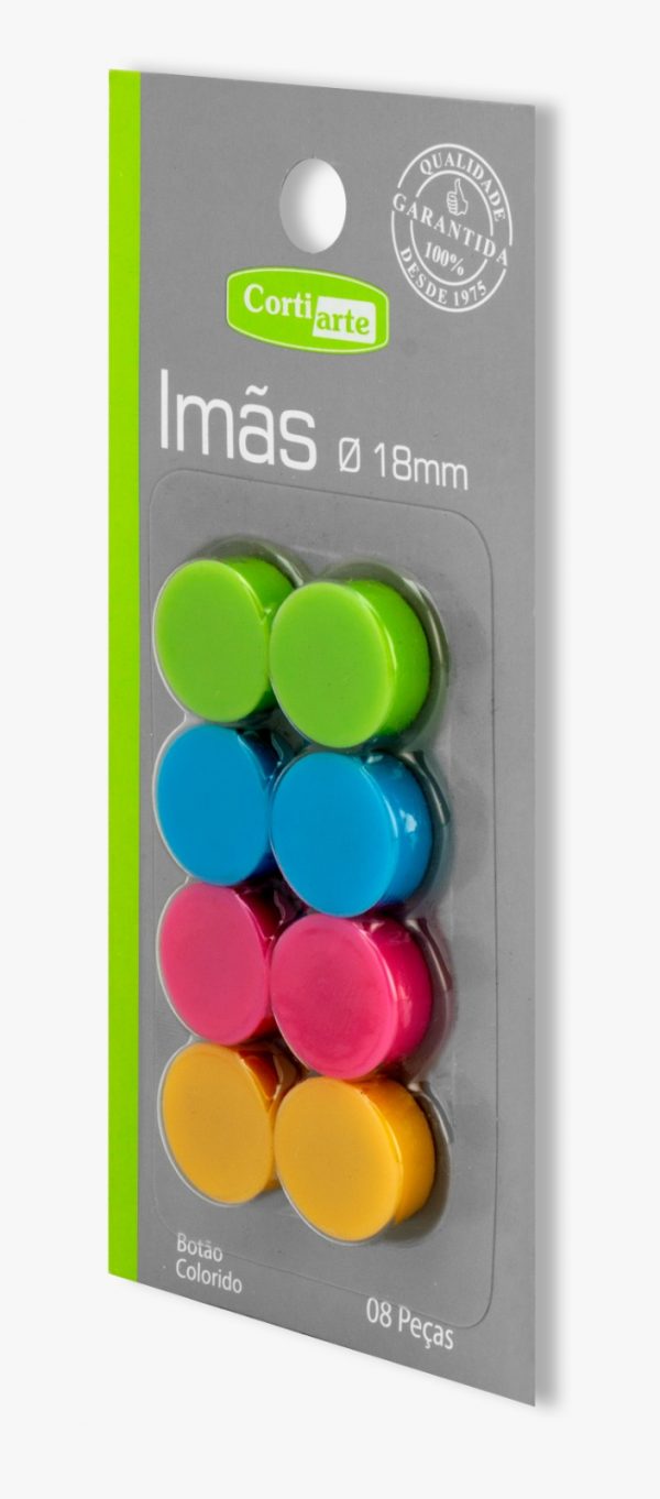 IMÃ BOTÃO COLORIDO 18MM - 8 peças - Imagem 2