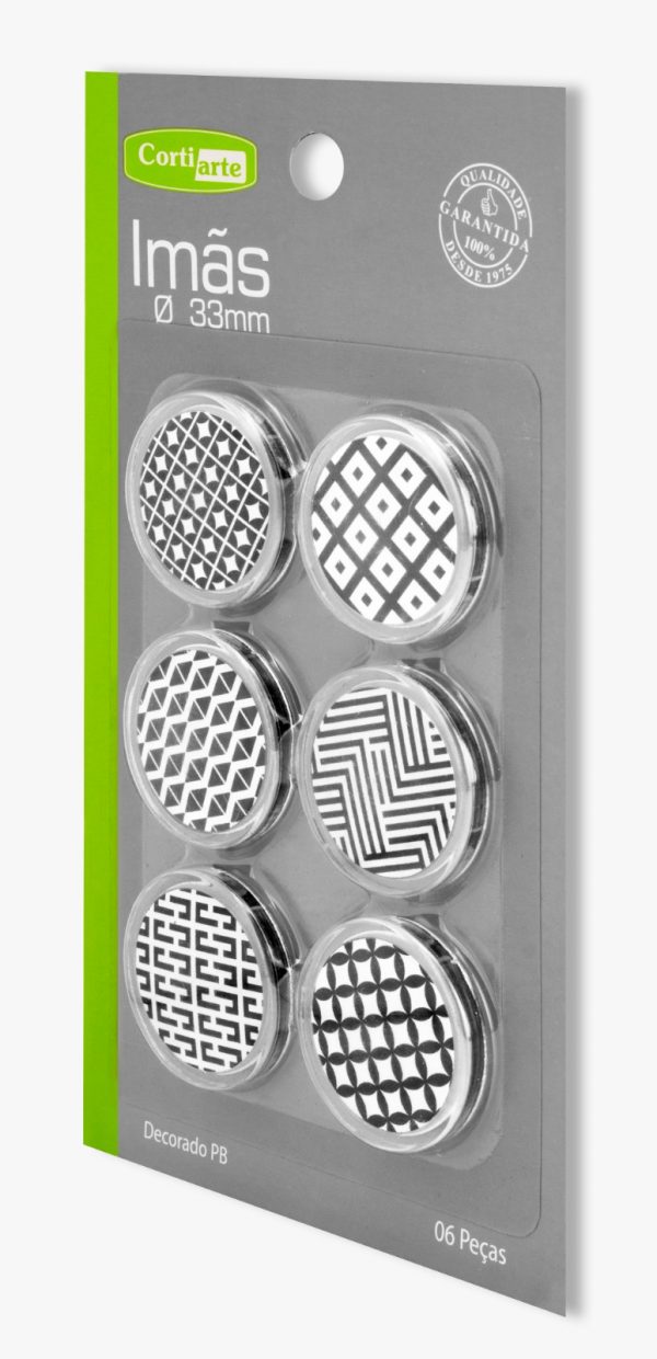 IMÃ BOTÃO DECORADO 33MM - 6 peças - Imagem 2
