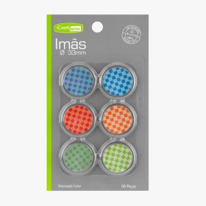 IMÃ BOTÃO DECORADO 33MM - 6 peças