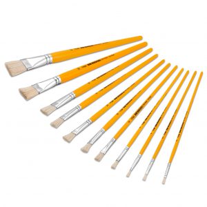 Pincel Chato Amarelo Madeira - Pacote